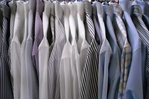 Men's dress shirts lined up Men's dress shirts lined up